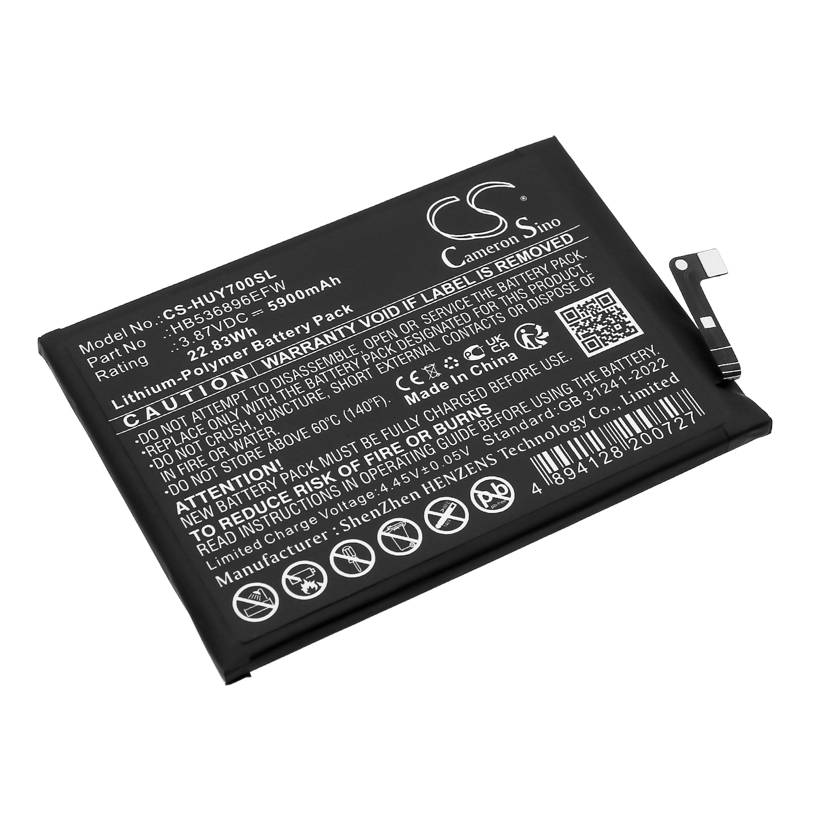 Batteri til SmartPhone, Mobil til Huawei Nova Y70, MGA-LX3, MGA-LX9 og andre.