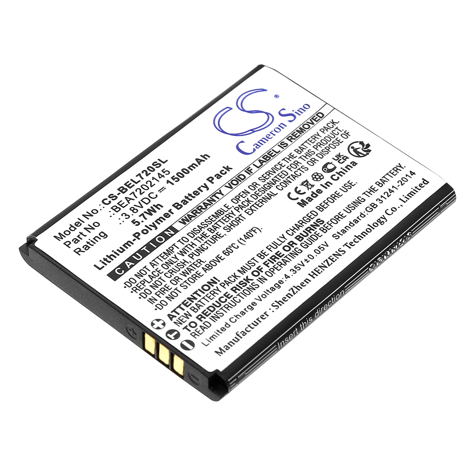 Batteri til SmartPhone, Mobil til Bea-telefon SL720, SL720i, SL720i_EU001B
