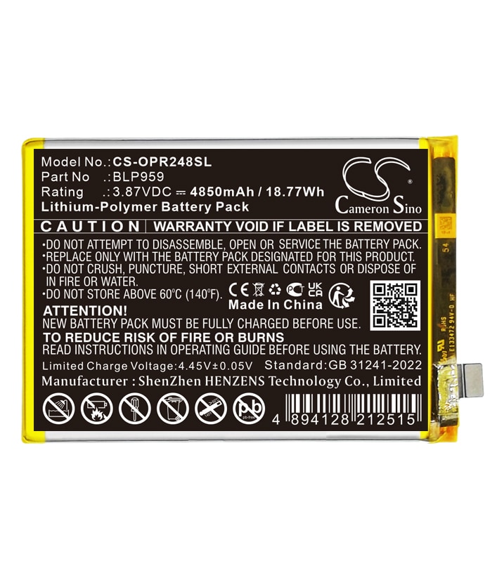 Batteri til SmartPhone, Mobil til OPPO CPH2481, Reno8 T, Reno8 T 4G