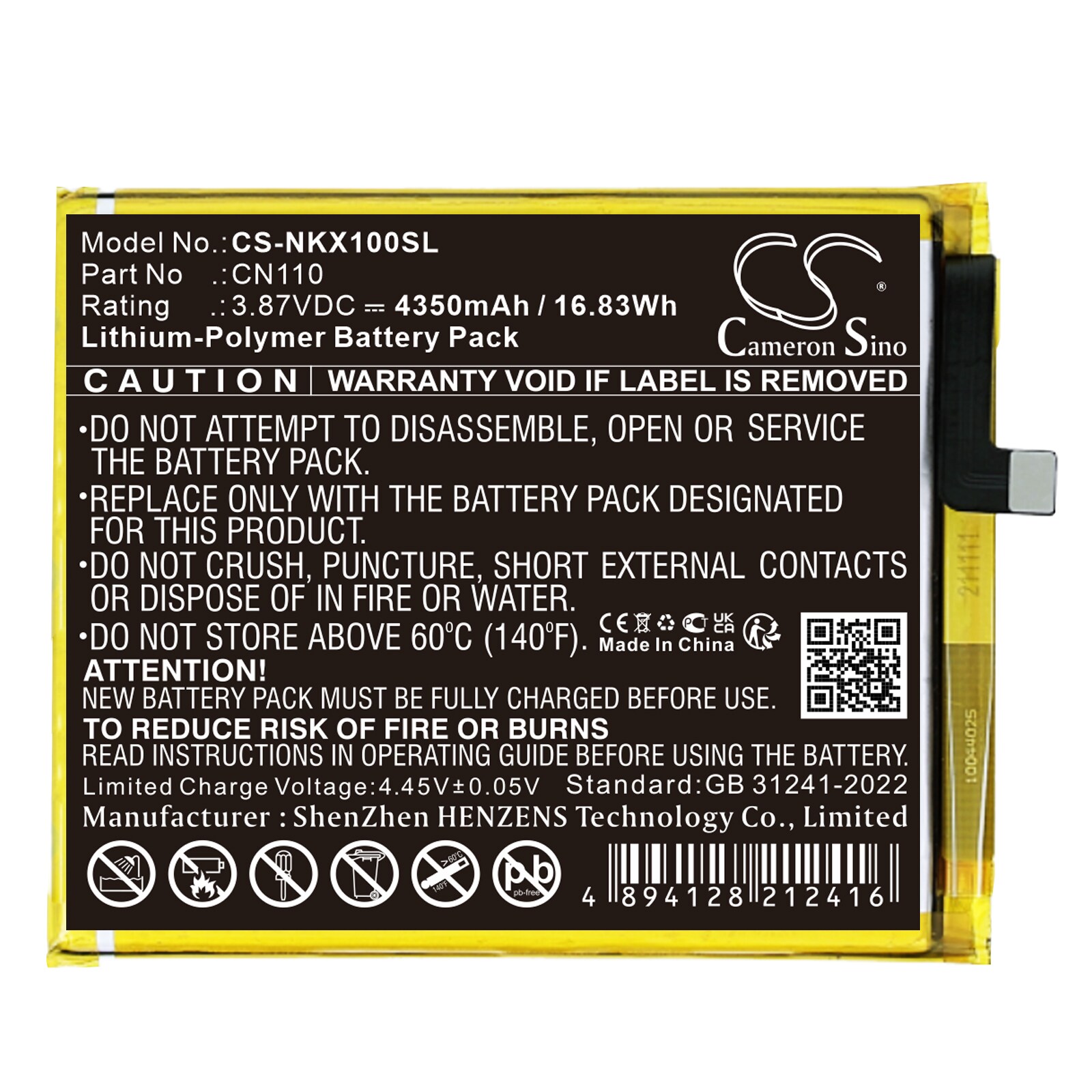 Batteri til SmartPhone, mobil til Nokia CX10, TA-1332, TA-1341 osv.