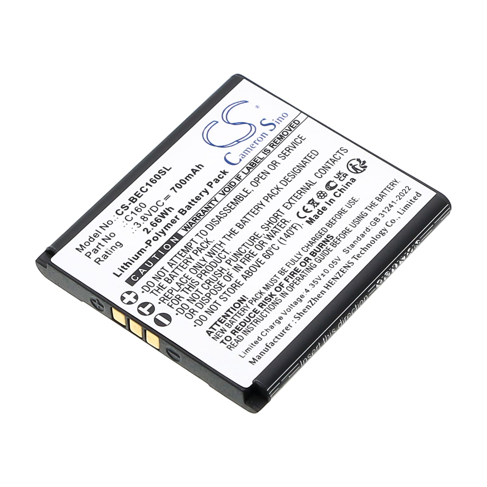 Batteri til SmartPhone, Mobil til Bea-telefon C160, C160 Schwarz