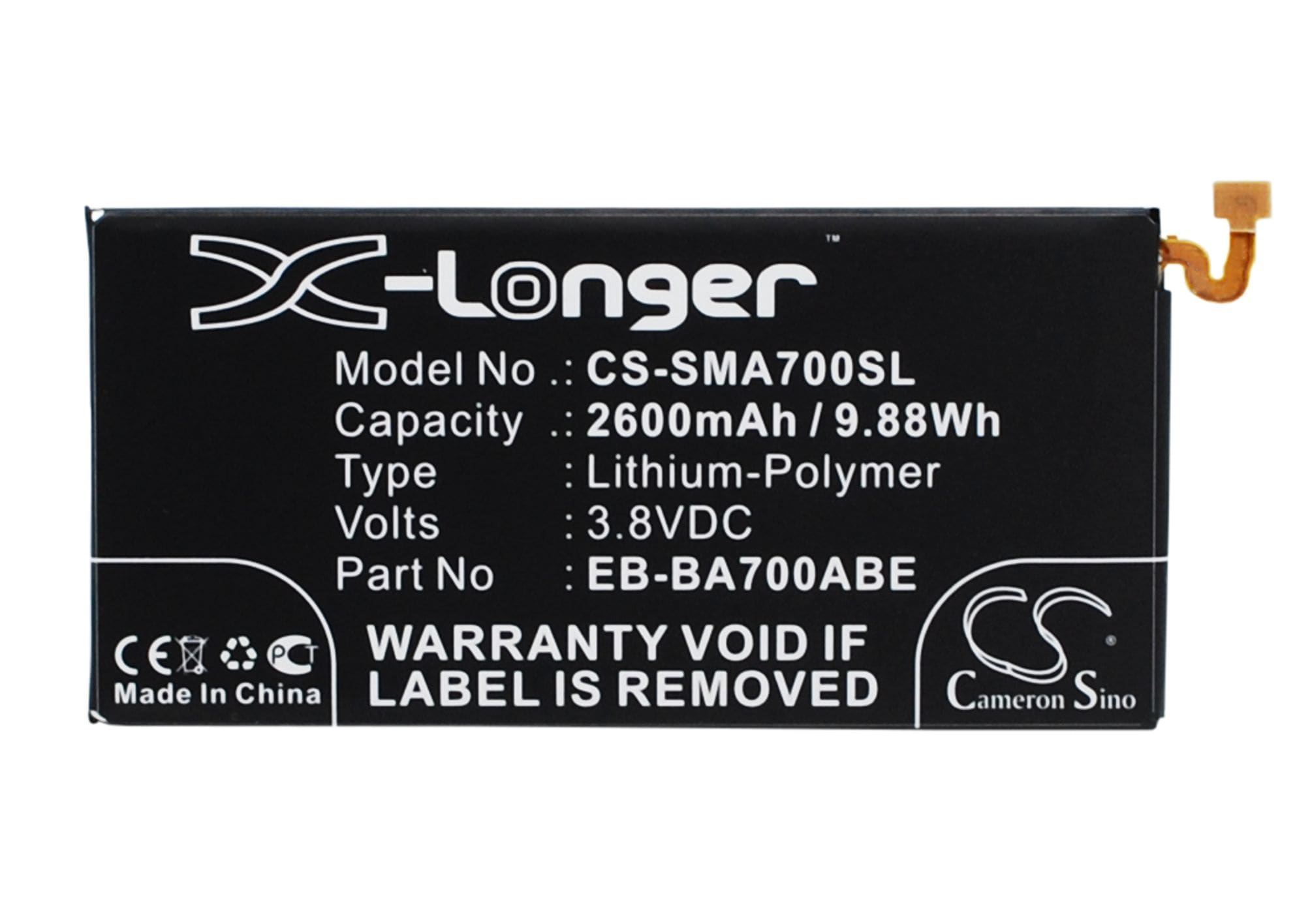 Batteri til SmartPhone, Mobil til Samsung Galaxy A7, SM-A700F, SM-A700FD og andre.