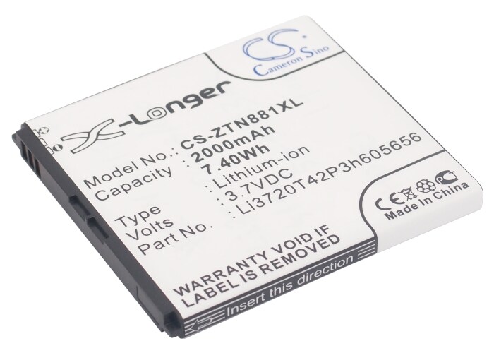 Batteri til SmartPhone, mobil til ZTE N881F, U819, V965 og andre.