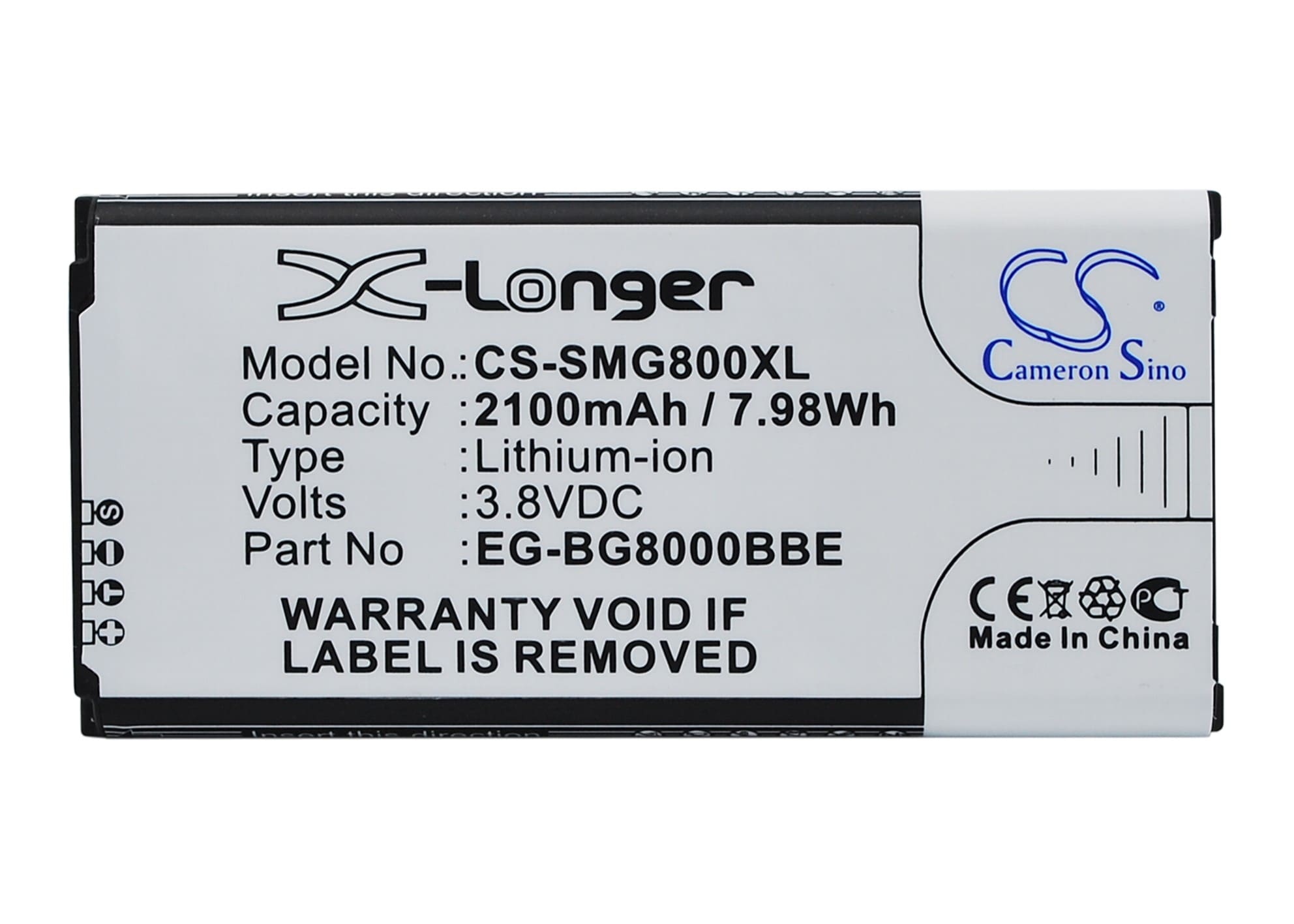 Batteri til SmartPhone, Mobil til Samsung Galaxy S5 Mini, SM-G800F, SM-G800Y og andre.