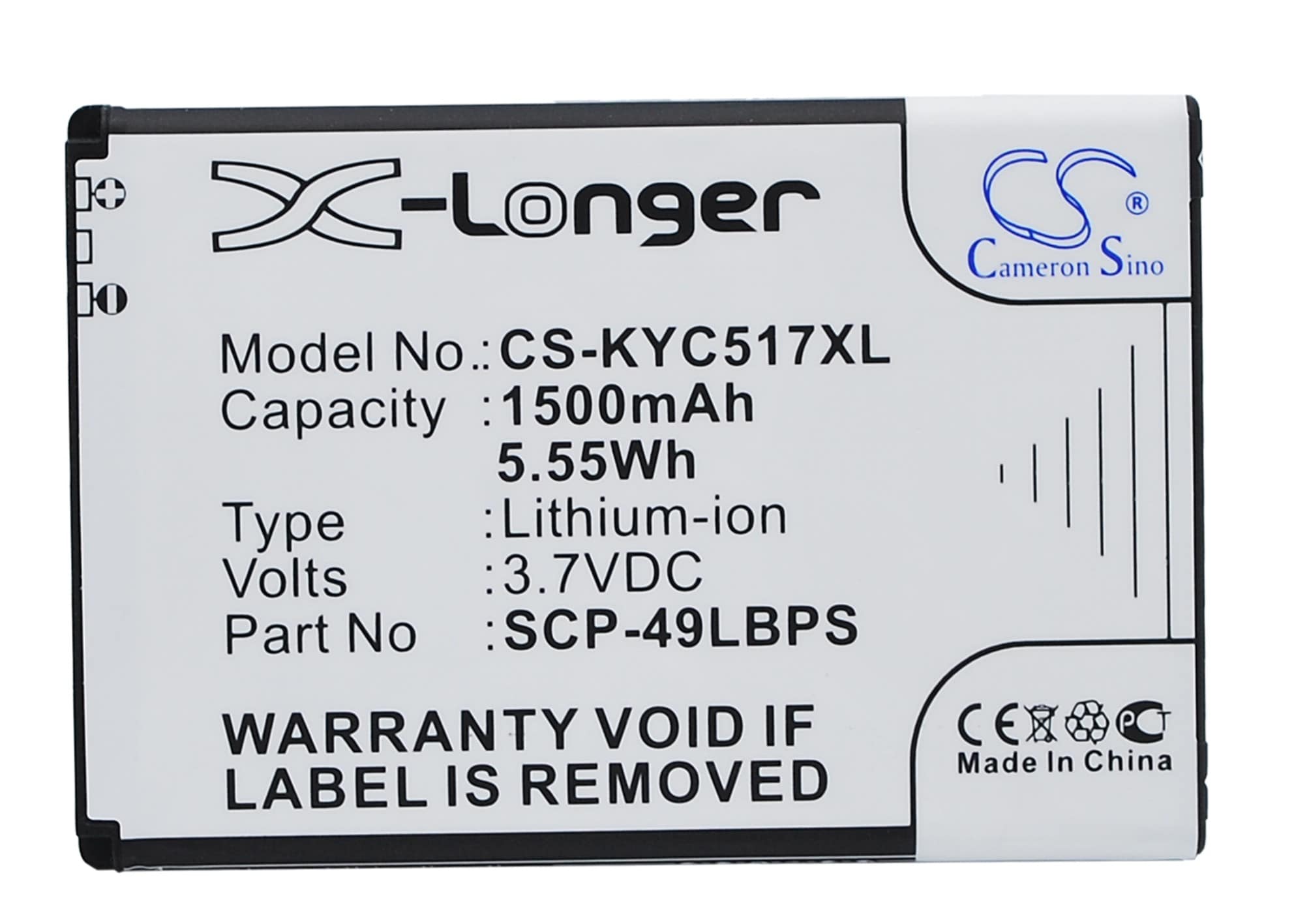 Batteri til SmartPhone, Mobil til KYOCERA Hydro, Rise, C5170 osv.