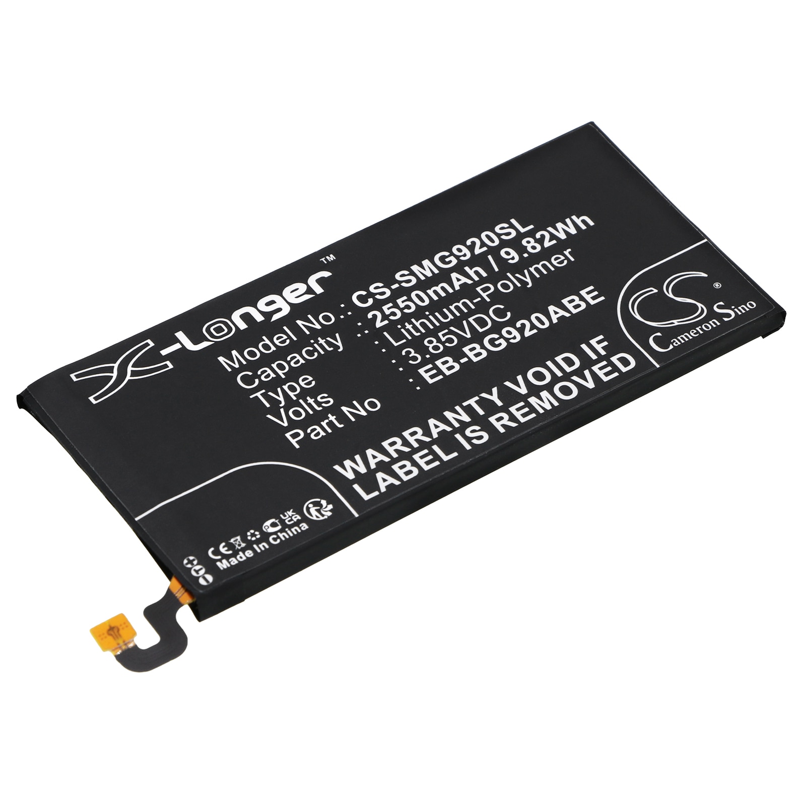 Batteri til SmartPhone, Mobil til Samsung Galaxy S6, SM-G920F, SM-G920 og andre.