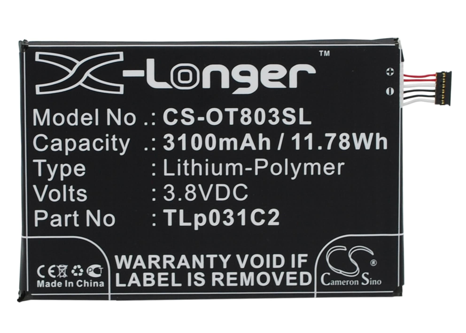 Batteri til SmartPhone, Mobil til Alcatel One Touch Hero 2, OT-8030, OT-8030Y og andre.