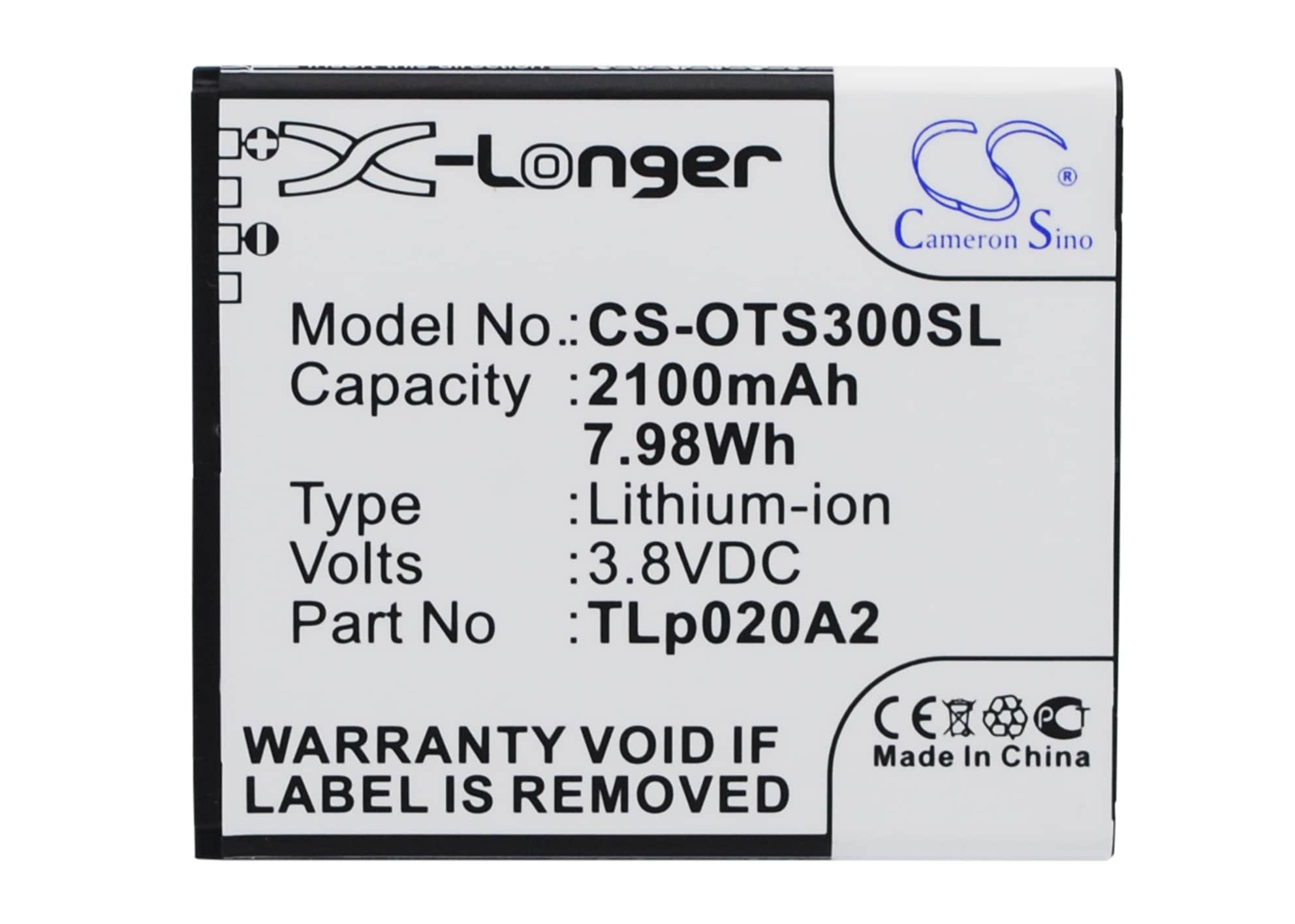 Batteri til SmartPhone, Mobil til Alcatel One Touch POP S3, OT-5050, OT-5050A og andre.
