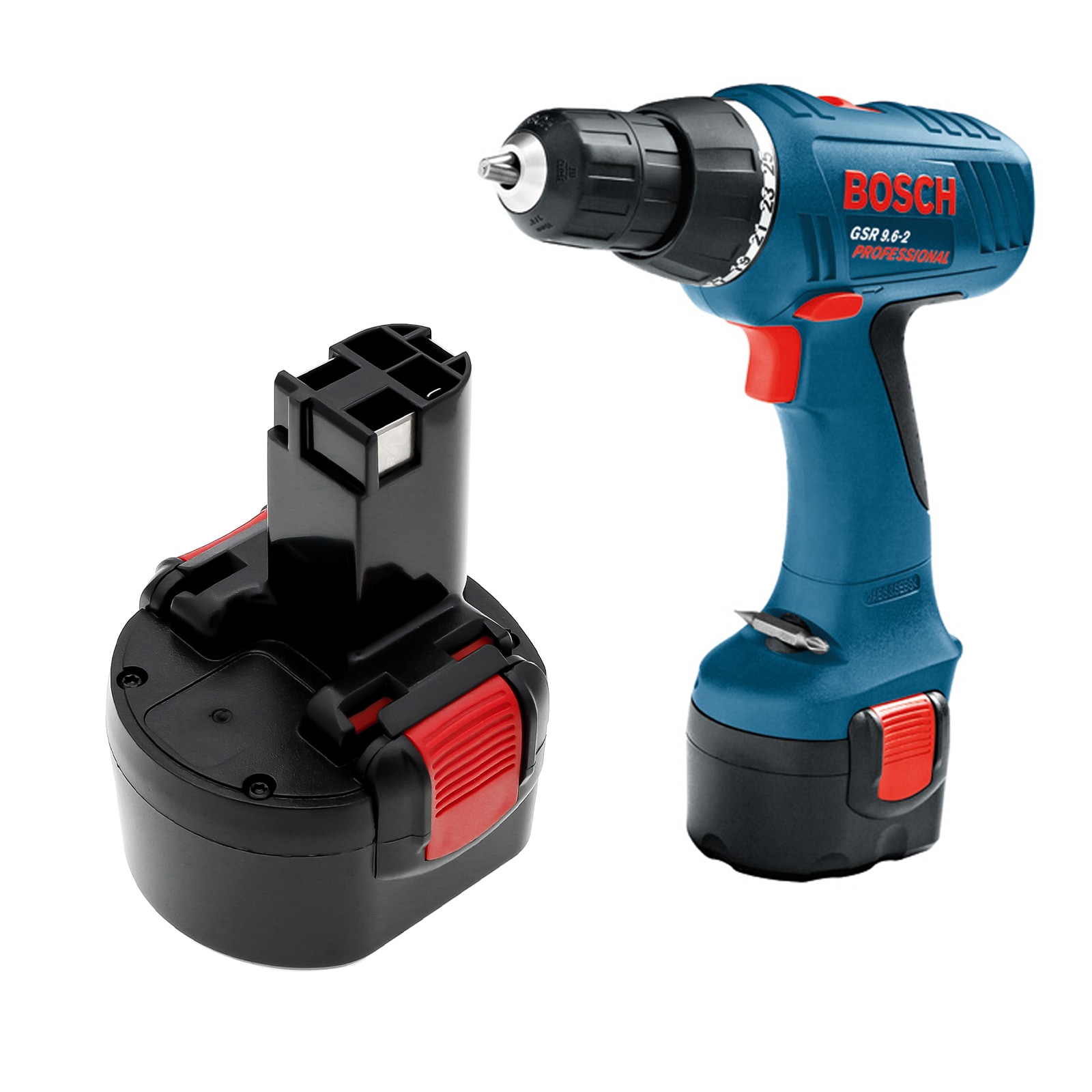 Batteri til elværktøj til Bosch GSR 9.6-1, GSR 9.6-2, GSR 9.6V og andre.