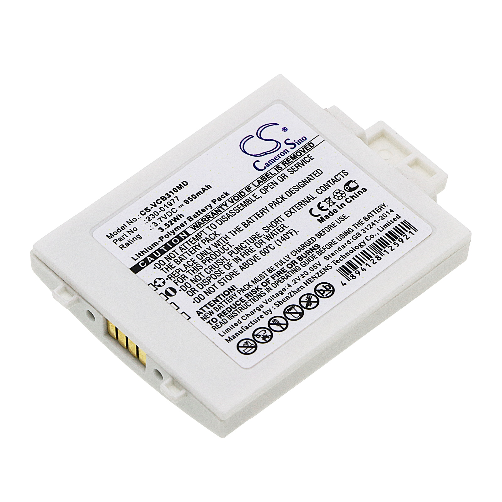 Medicinsk batteri til Vocera Communications Badge B3000, B3000N, B3000E