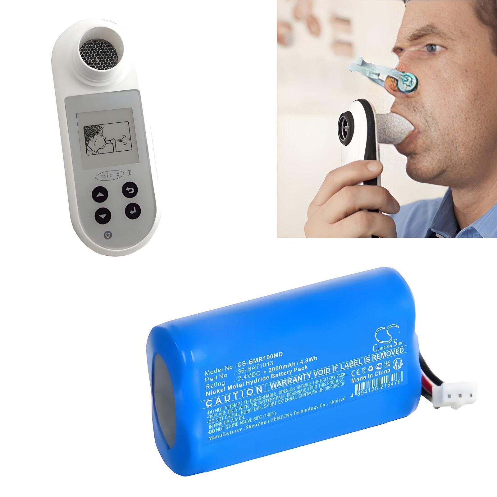Batteri til medicinsk til Carefusion Micro1 Spirometer