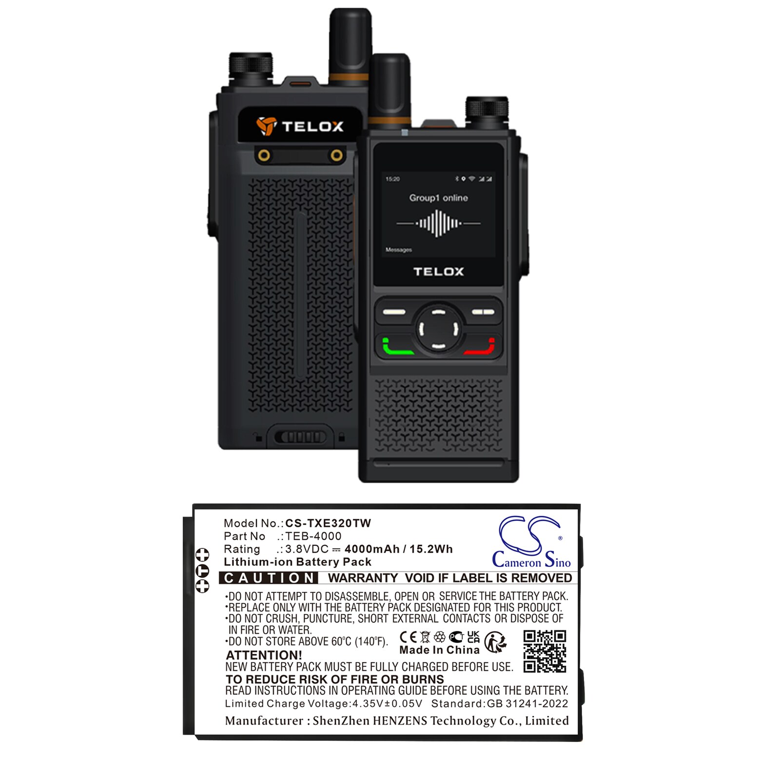 Batteri til tovejsradio til Telox TE320