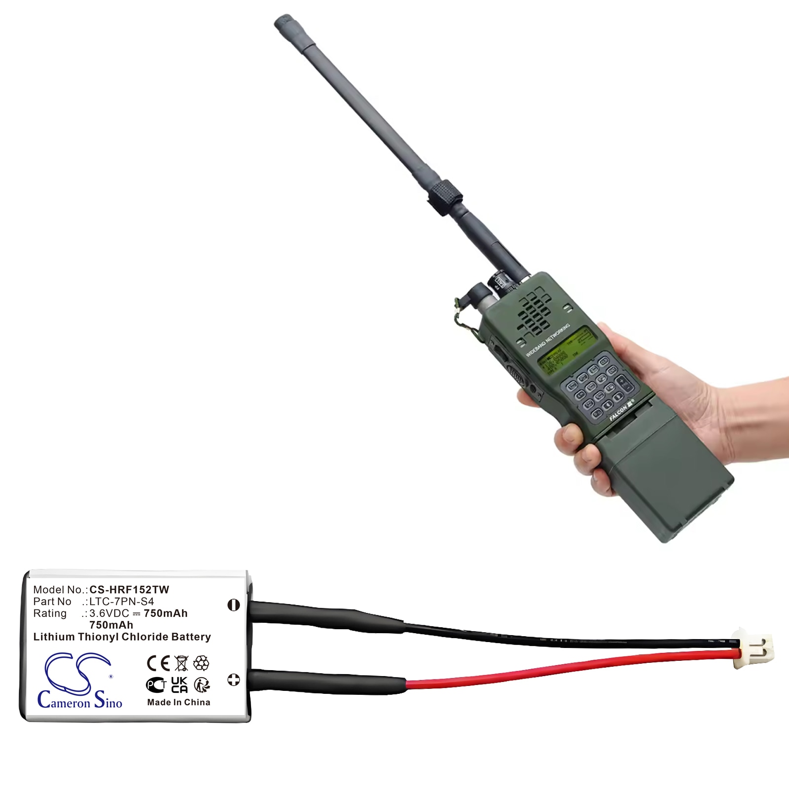 Batteri til tovejsradio til Harris AN/PRC-152, AN/PRC-152(C), AN/PRC-152(V)1(C) og andre.