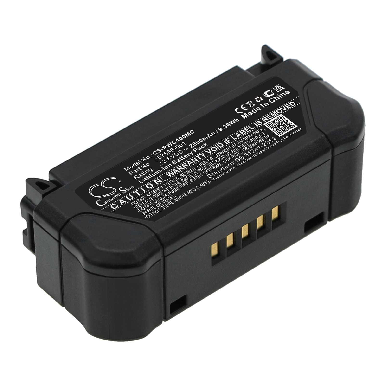 Batteri til kropskamera til Panasonic WV-BWC4000, WV-BWC4000B, WV-BWC4000E og andre.