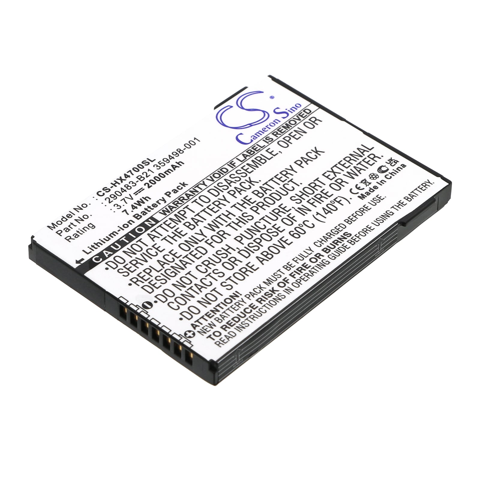 Batteri til PDA, Pocket PC til HP iPAQ HX4700, iPAQ HX4715, iPAQ HX4705 og andre.