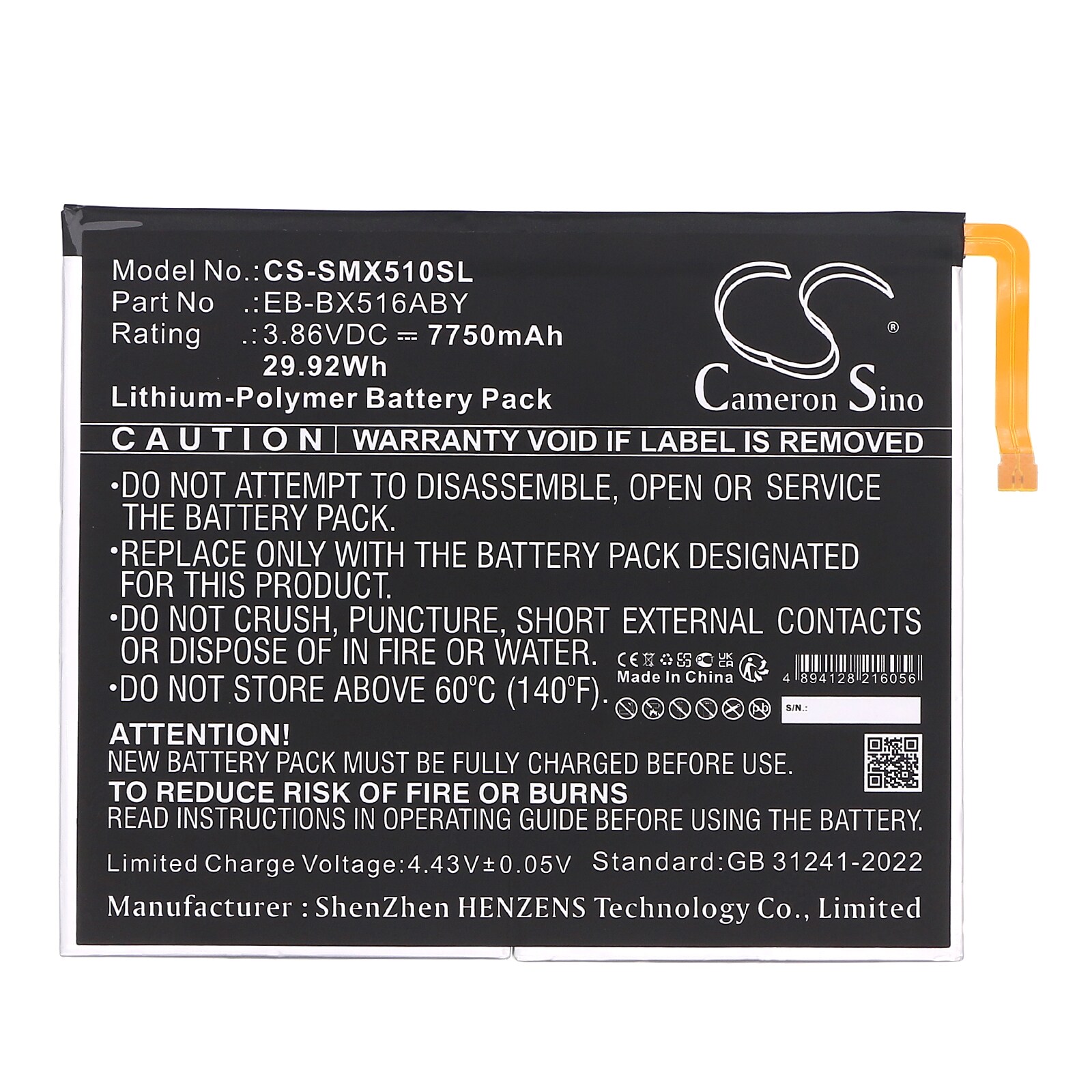 Batteri til tablet til Samsung Galaxy Tab S9 FE, SM-X510, SM-X510N og andre.