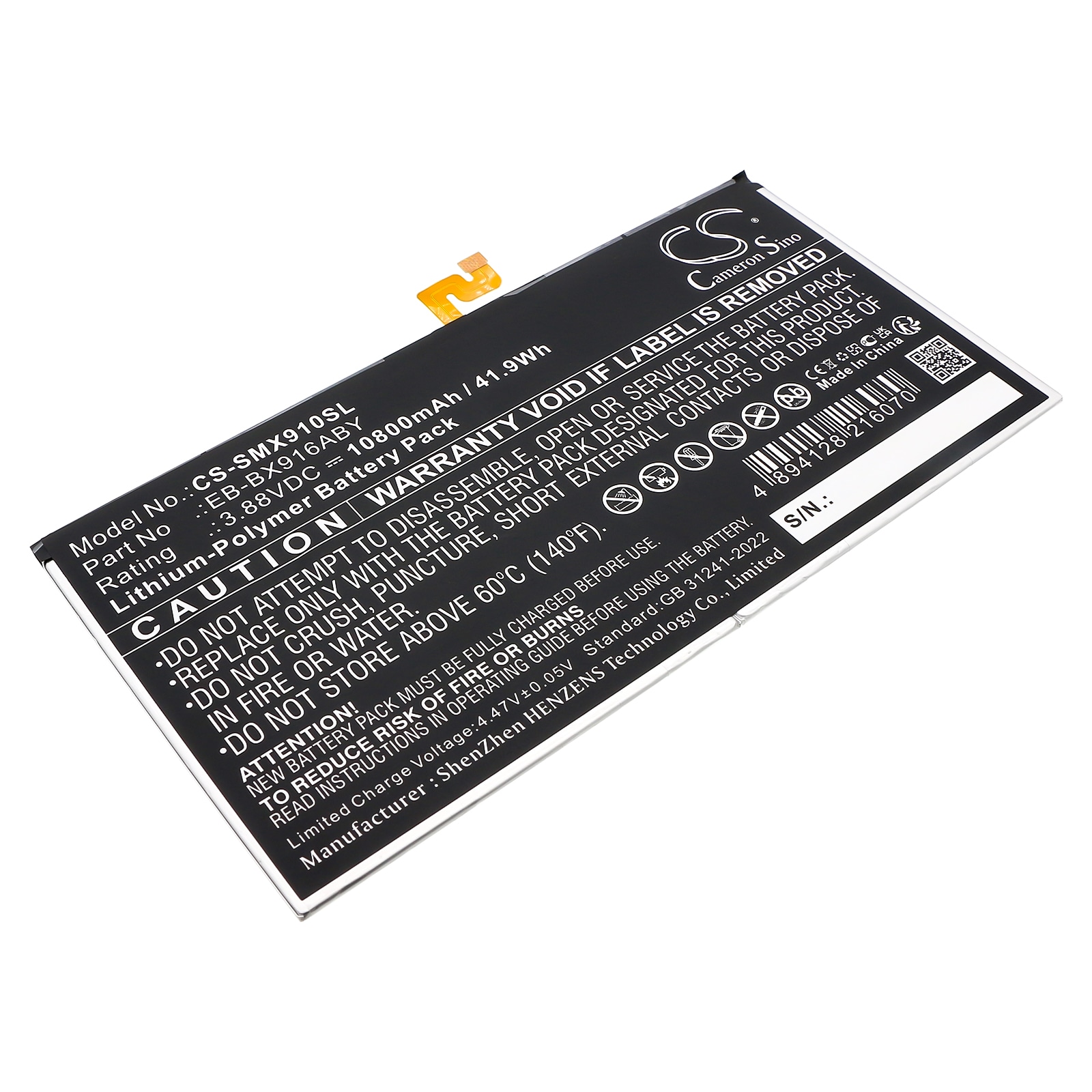 Batteri til tablet til Samsung Galaxy Tab S9 Ultra, SM-X910, SM-X910N og andre.