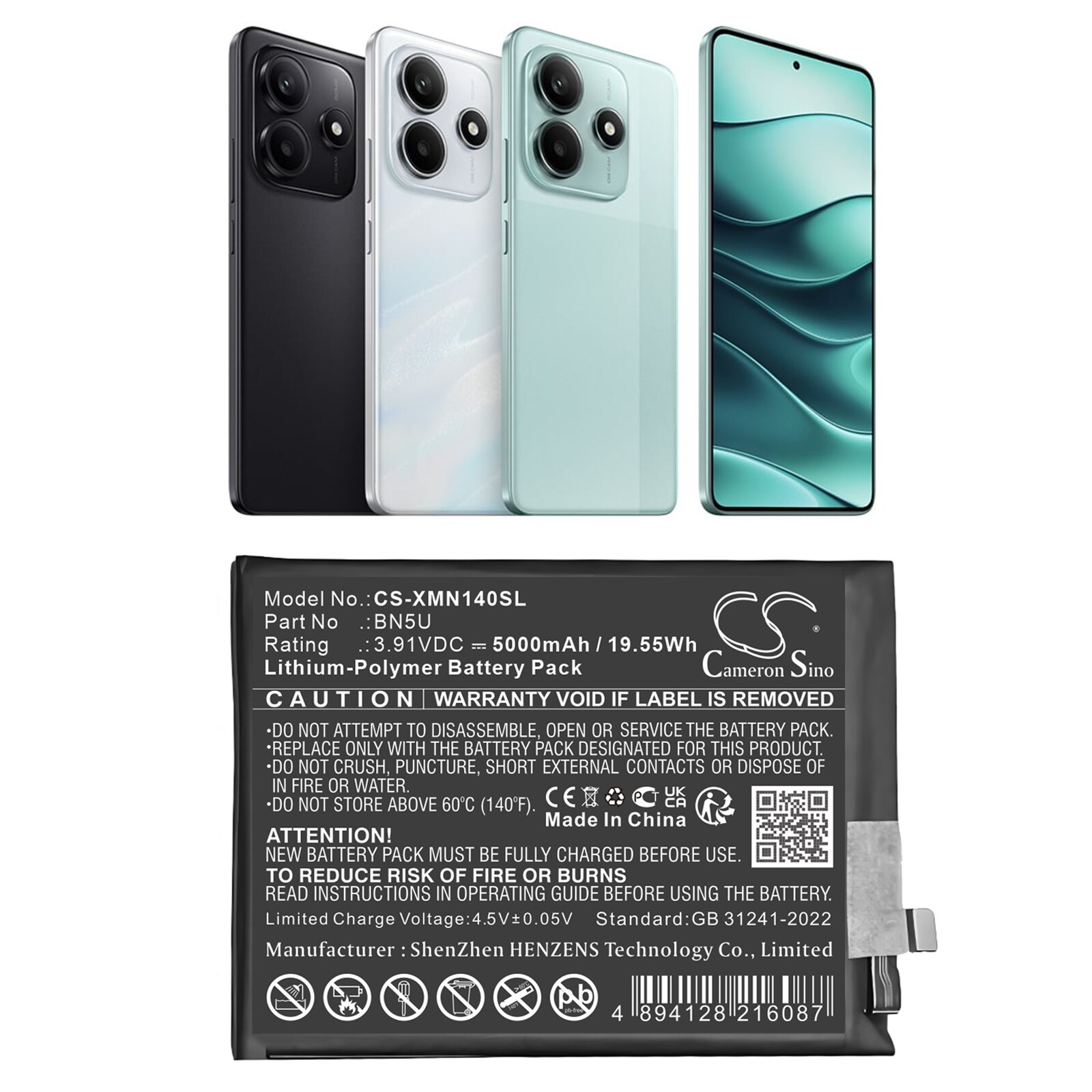 Batteri til SmartPhone, Mobil til Xiaomi 24094RAD4C, Xiaomi Redmi Note 14 5G