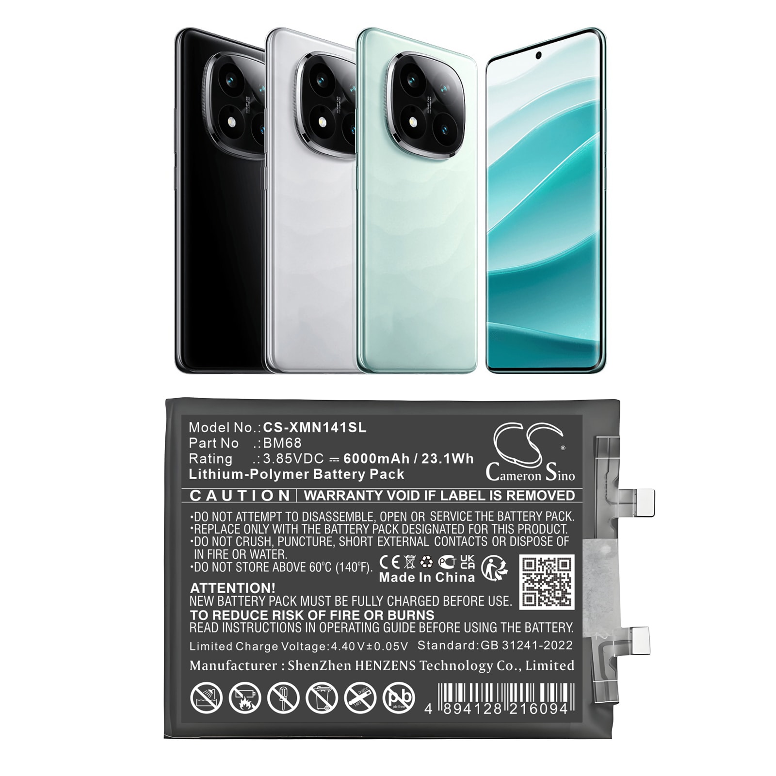 Batteri til SmartPhone, Mobil til Redni 24115RA8EC, 24115RA8EG, 24115RA8EI og andre.