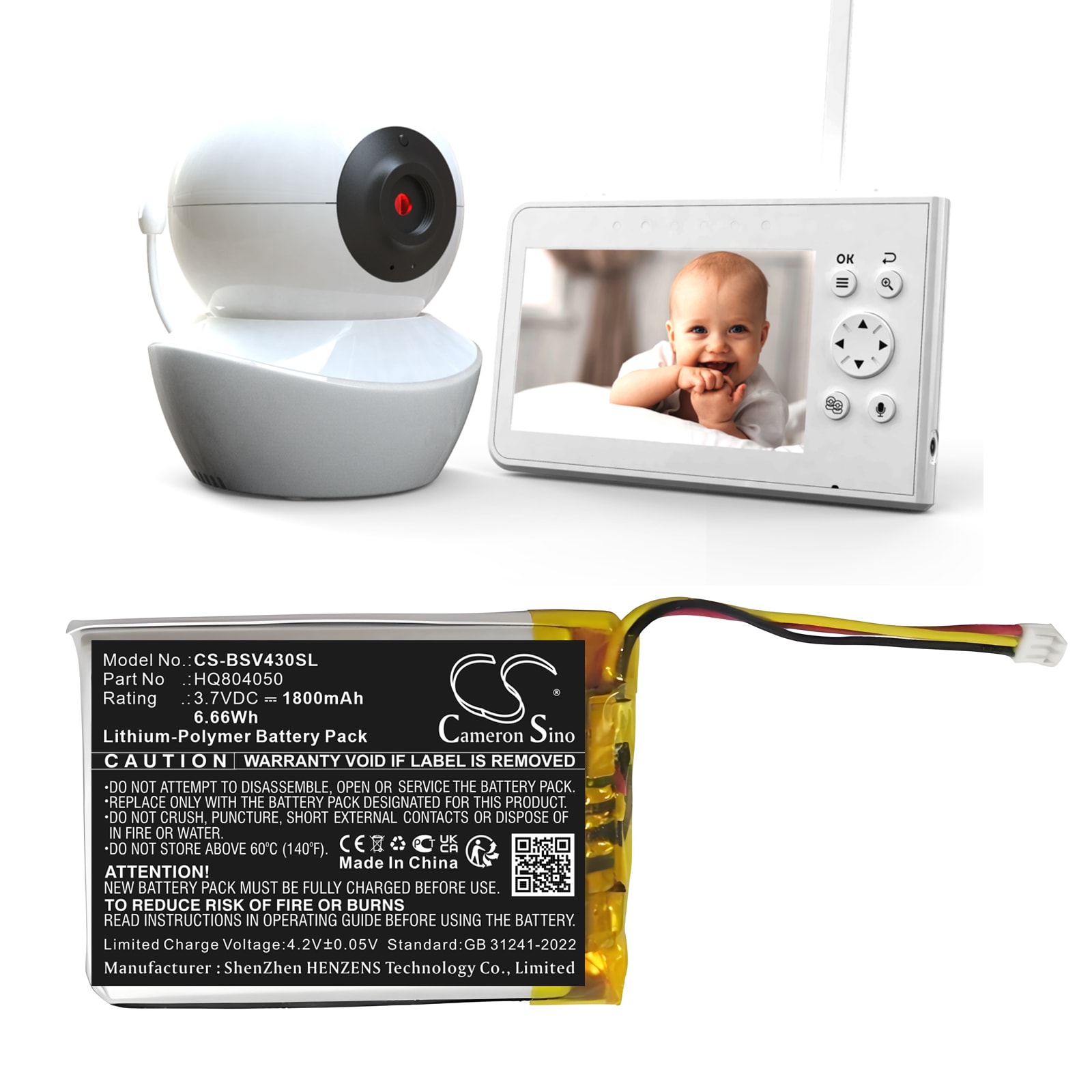 Batteri til BabyPhone til Babysense V43 Video Baby Monitor