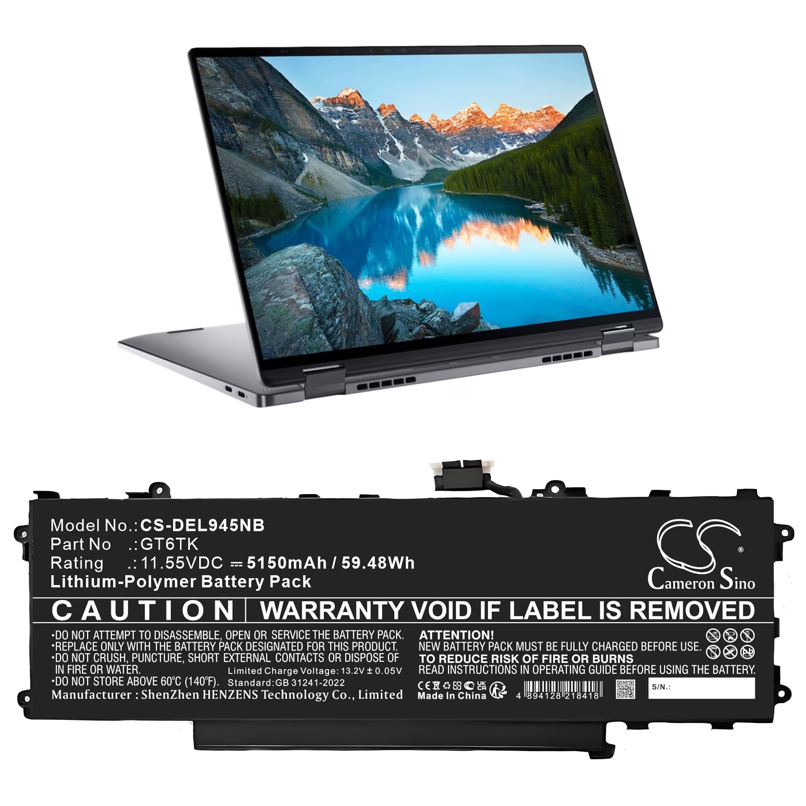 Batteri til notebook, bærbar computer til DELL Latitude 9440 2-i-1