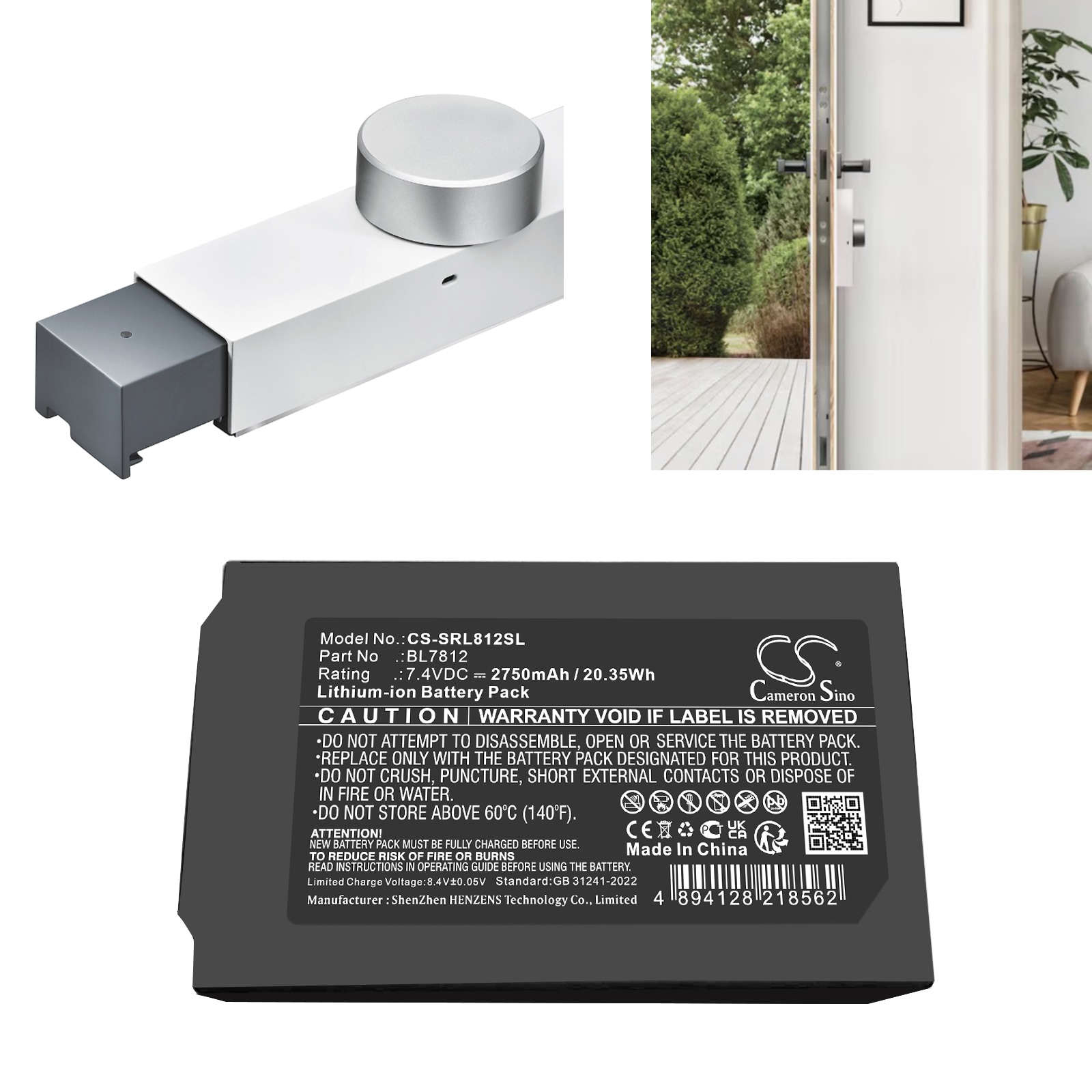 Batteri til dørlås til Somfy 1241386, Door Keeper Lock, Door Keeper Smart Connected osv.