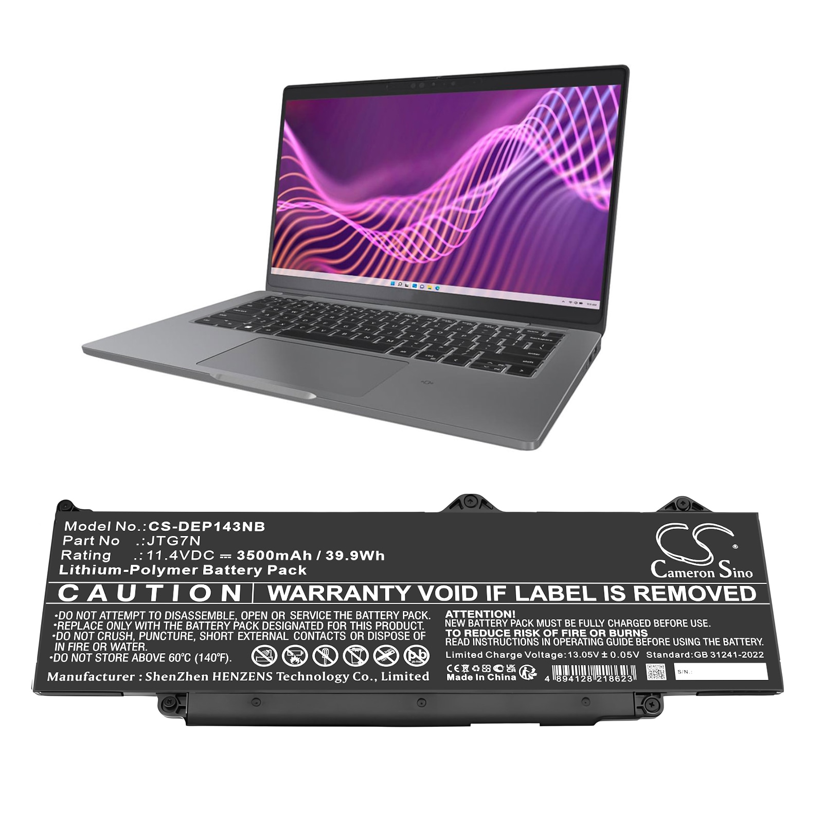 Batteri til notebook, laptop til DELL Latitude 13 5340, Latitude 14 3450 og andre.