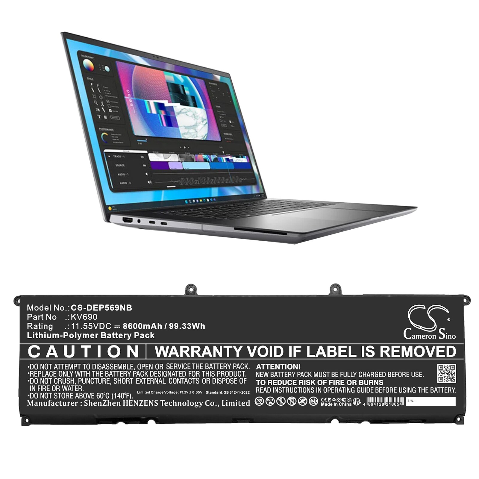Batteri til notebook, bærbar computer til DELL Precision 5680, Precision 5690