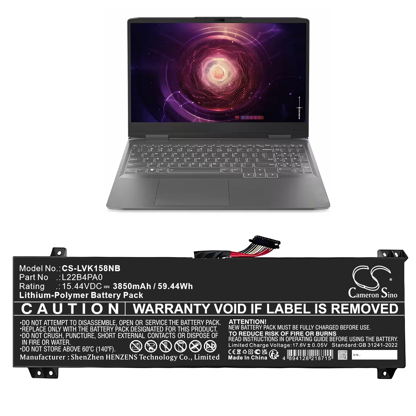 Batteri til notebook, bærbar computer til Lenovo LOQ 15APH8 82XT0002US og andre