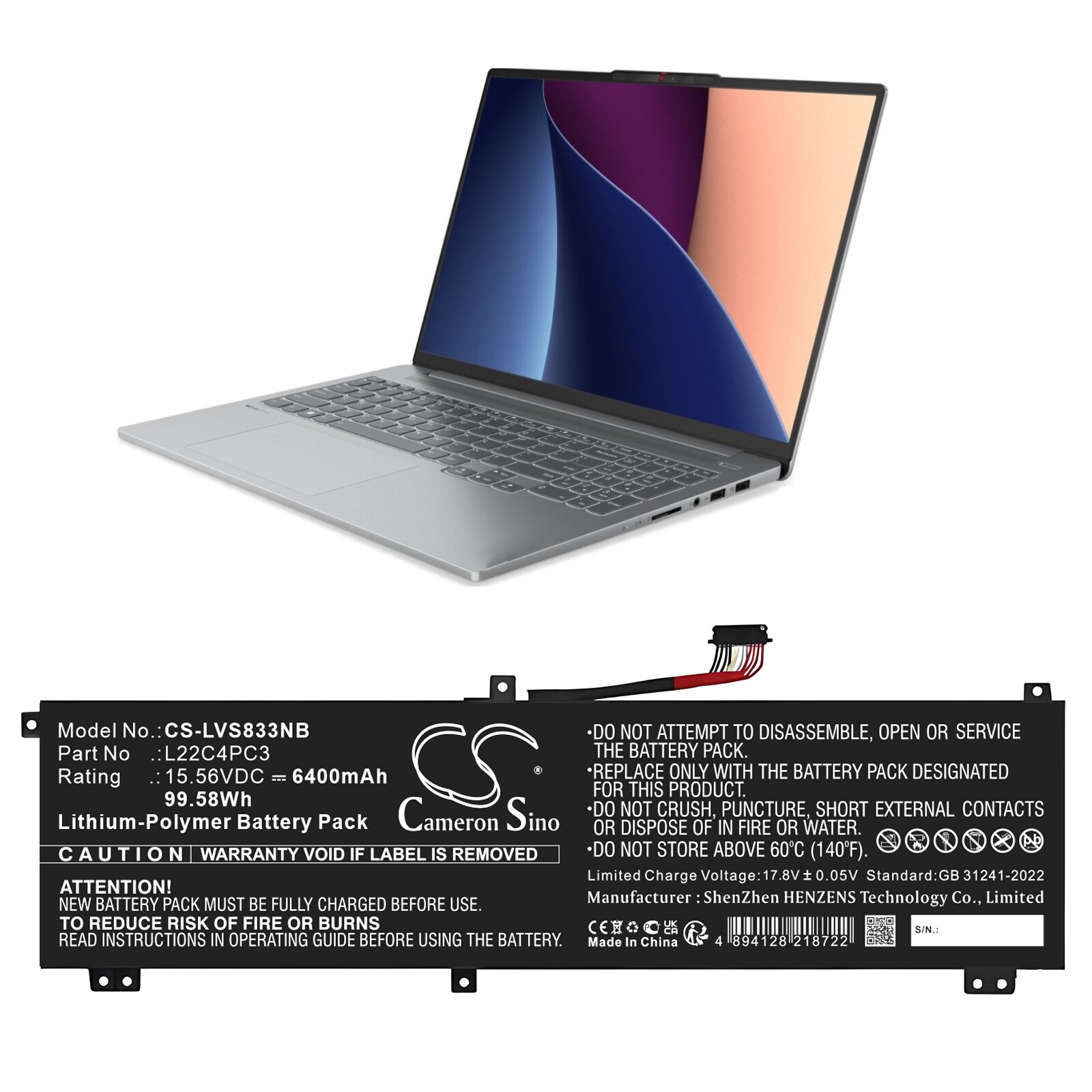 Batteri til notebook, bærbar computer til Lenovo 83AG003QAU, 83AG003RAU, 83AG003SAD og andre