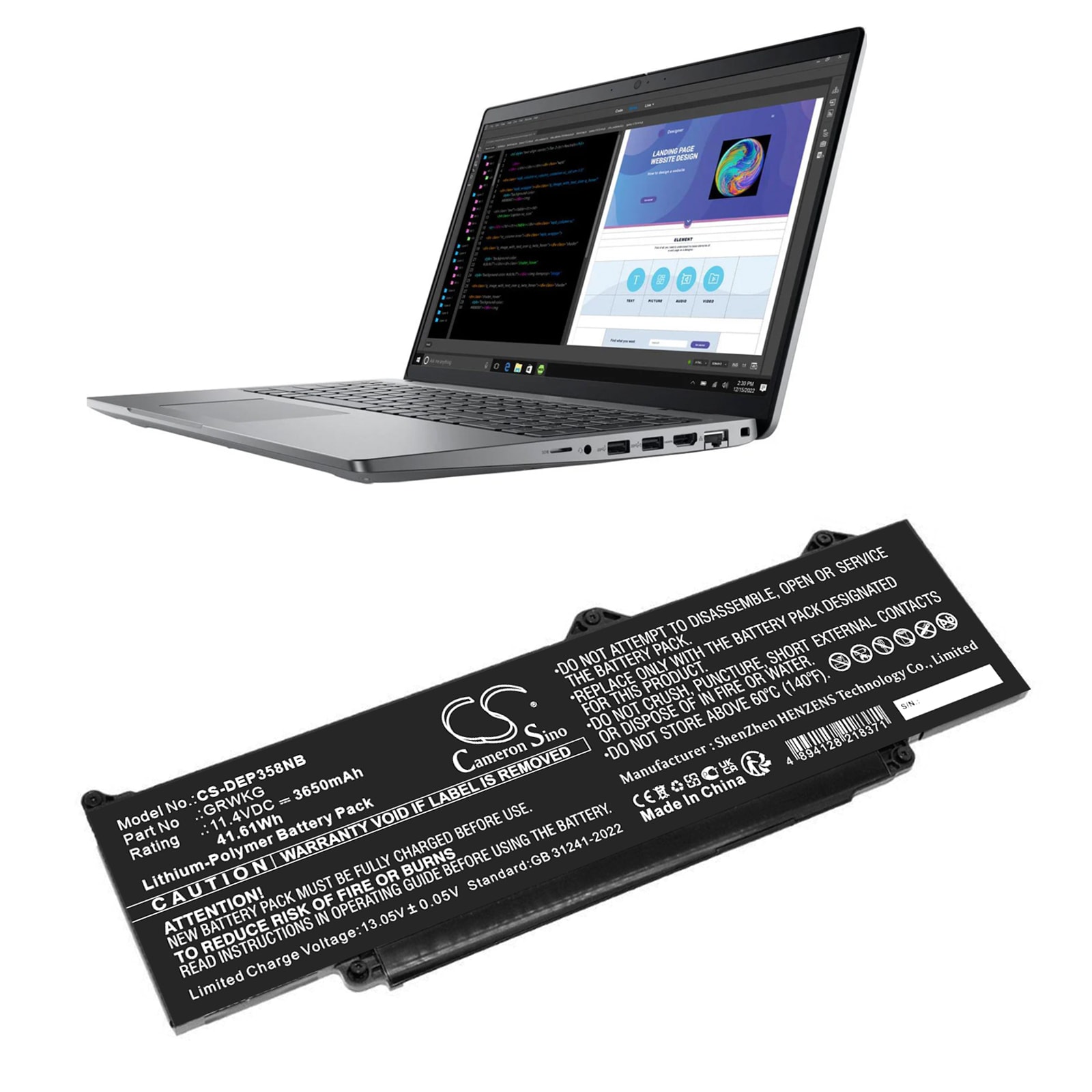 Batteri til notebook, bærbar computer til DELL Precision 15 3580