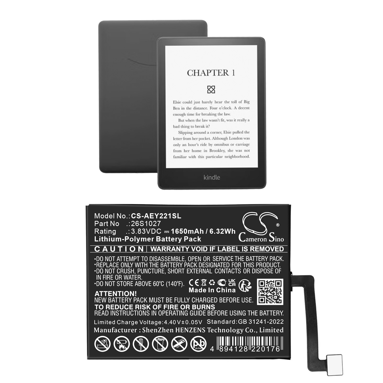Batteri til e-bog, e-læser til Amazon Kindle Paperwhite 11th, Kindle Paperwhite 2021 og andre.