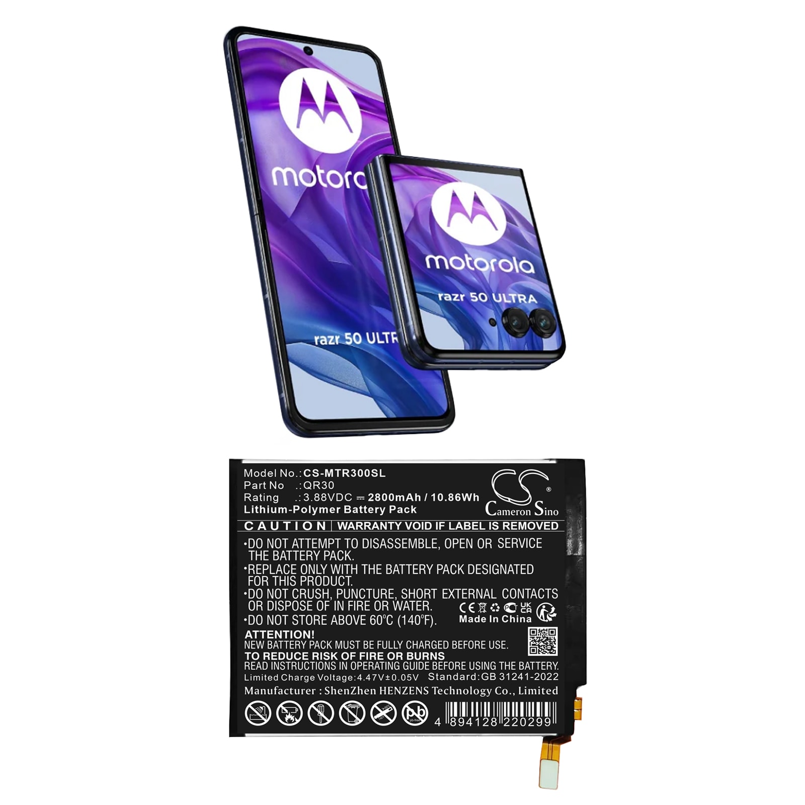 Batteri til SmartPhone, Mobil til Motorola RAZR 50 Ultra 5G 5th, Razr 50 Ultra og andre.