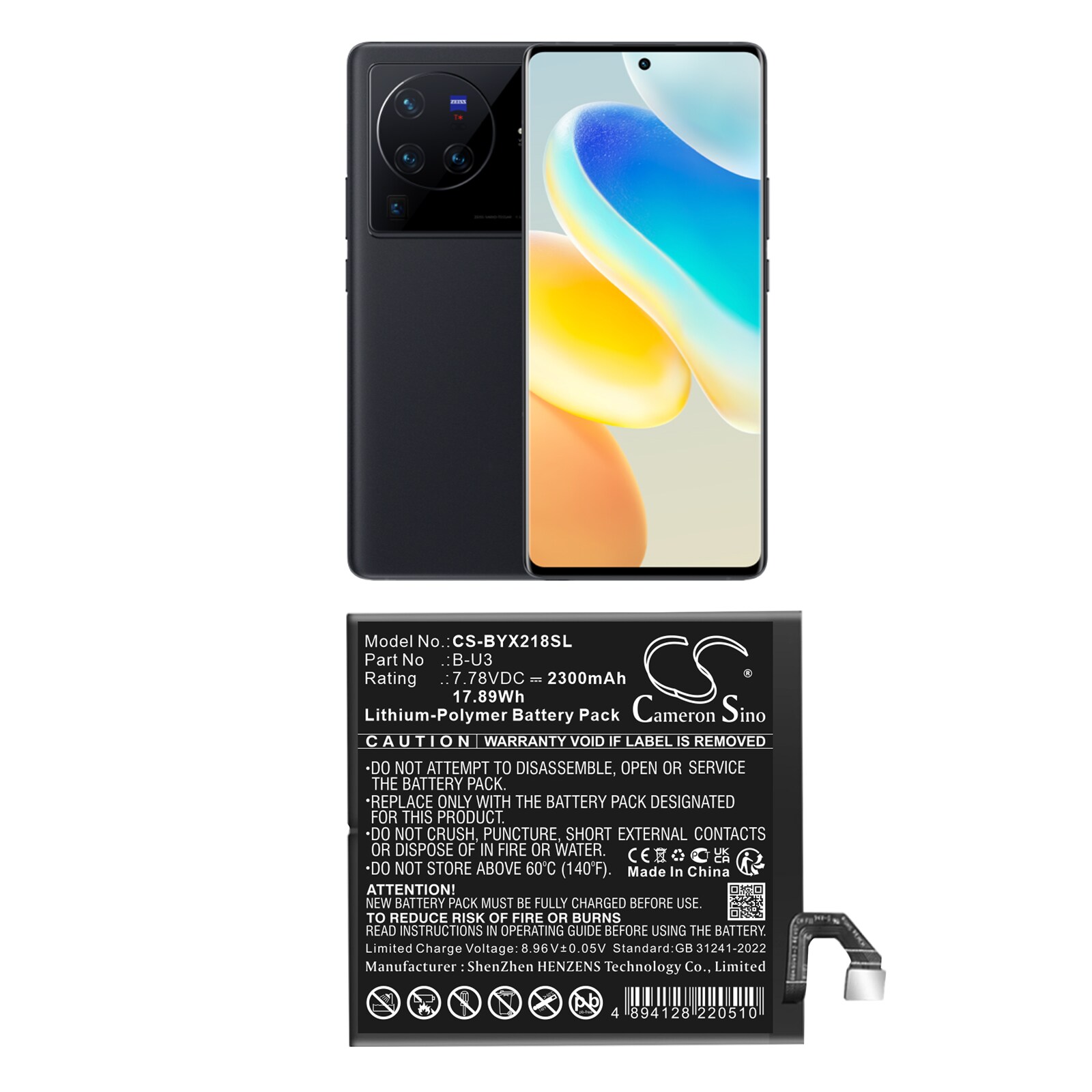 Batteri til SmartPhone, Mobil til VIVO V2145, V2185A, X80 Pro 5G