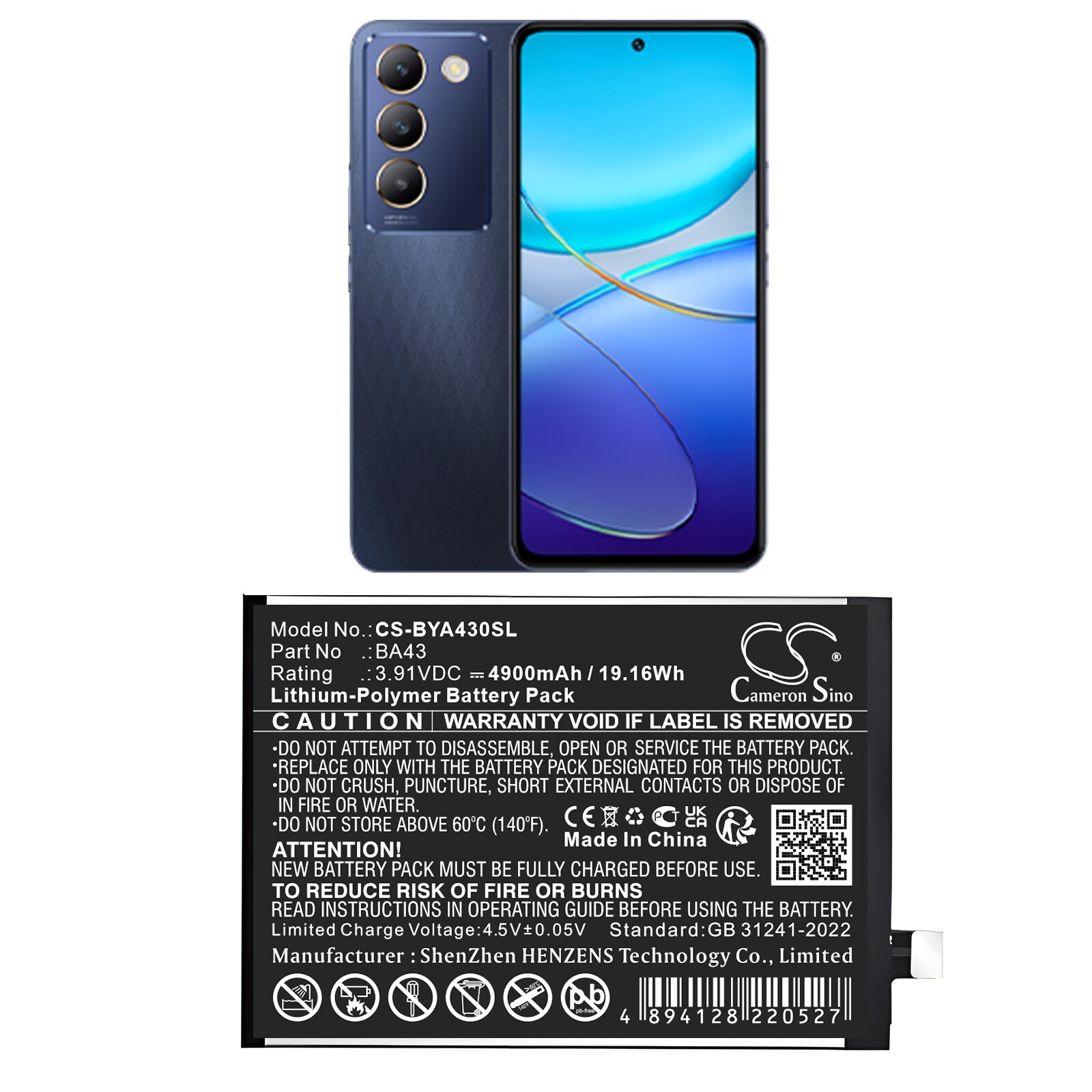 Batteri til SmartPhone, Mobil til VIVO V2412, Y100 4G