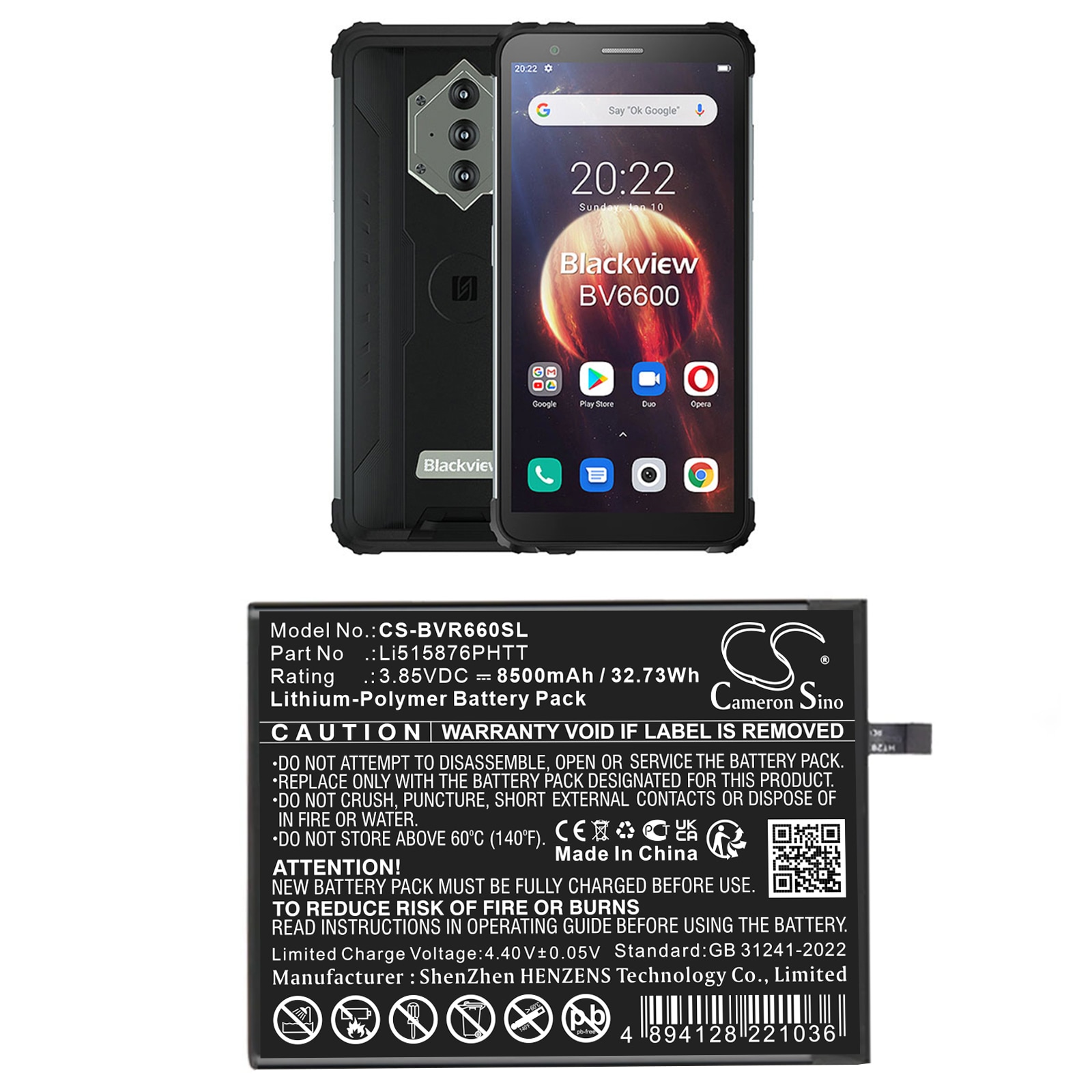 Batteri til SmartPhone, mobil til Blackview BV6600