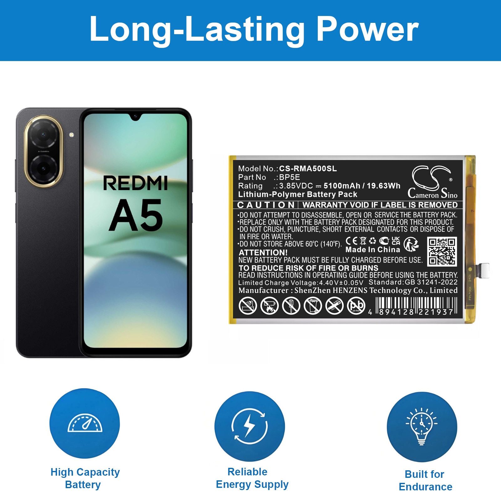 Batteri til SmartPhone, Mobil til Redmi A5 4G