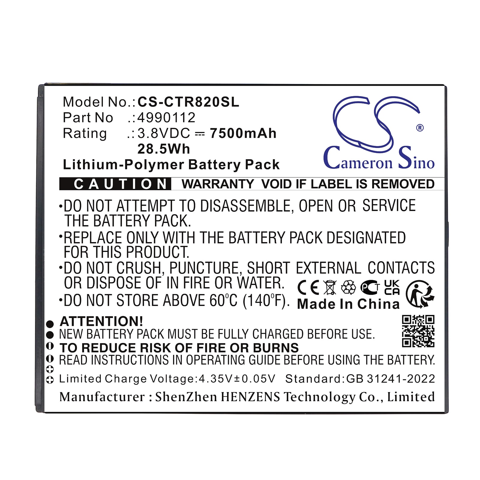 Batteri til diagnostisk scanner til Cedar CT8, CT8X2