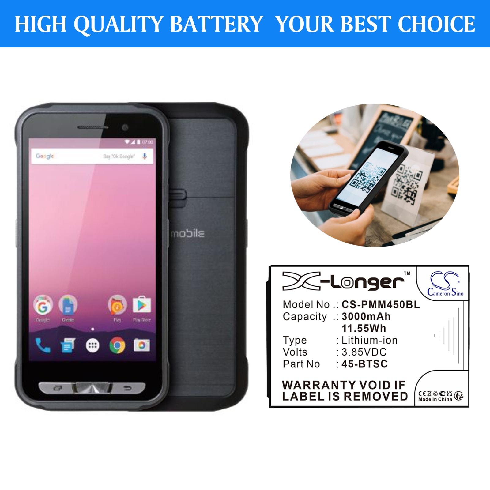 Batteri til stregkodescanner til Point Mobile PM45