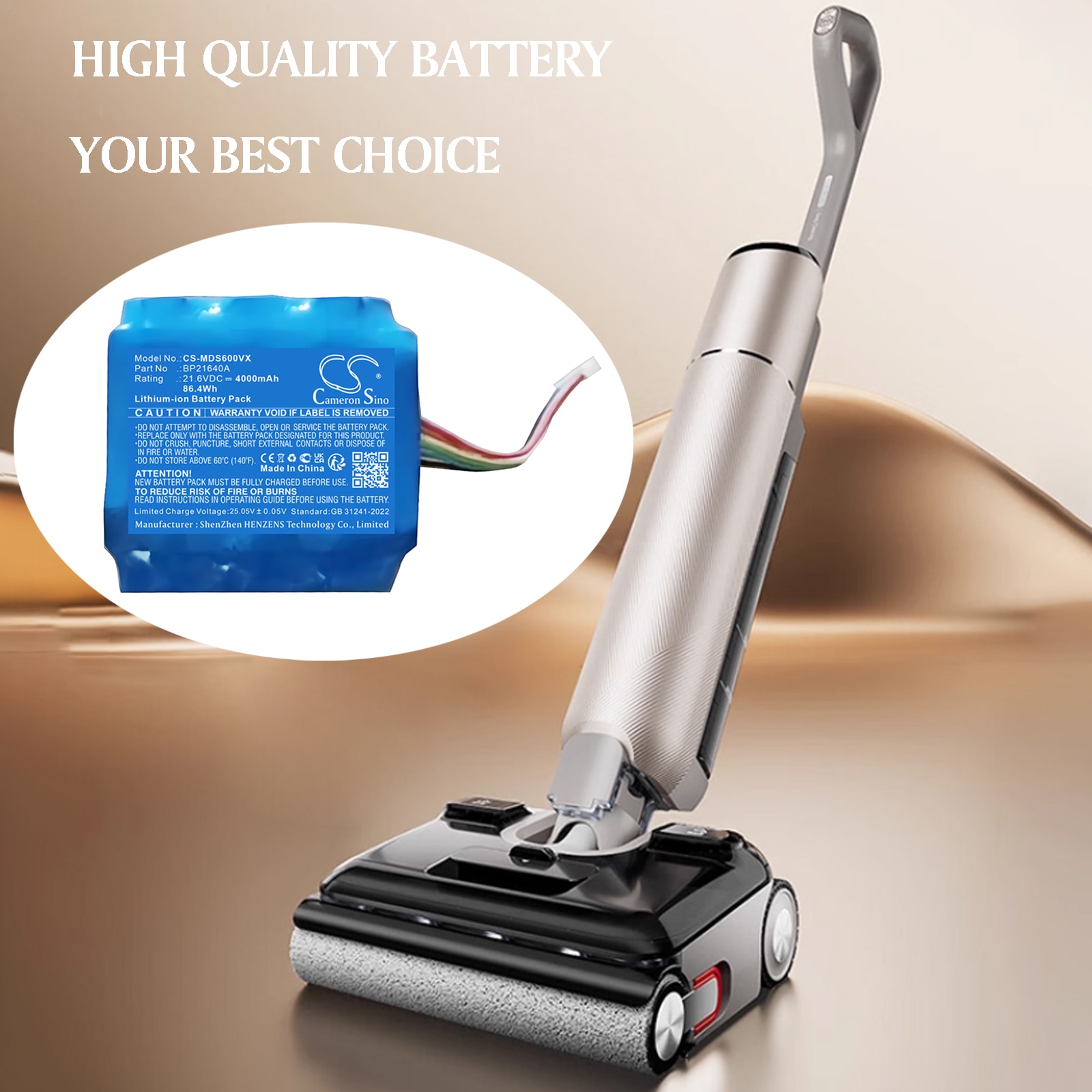 Batteri til støvsuger til Midea S60, S60 Hono, S60 Pro osv.