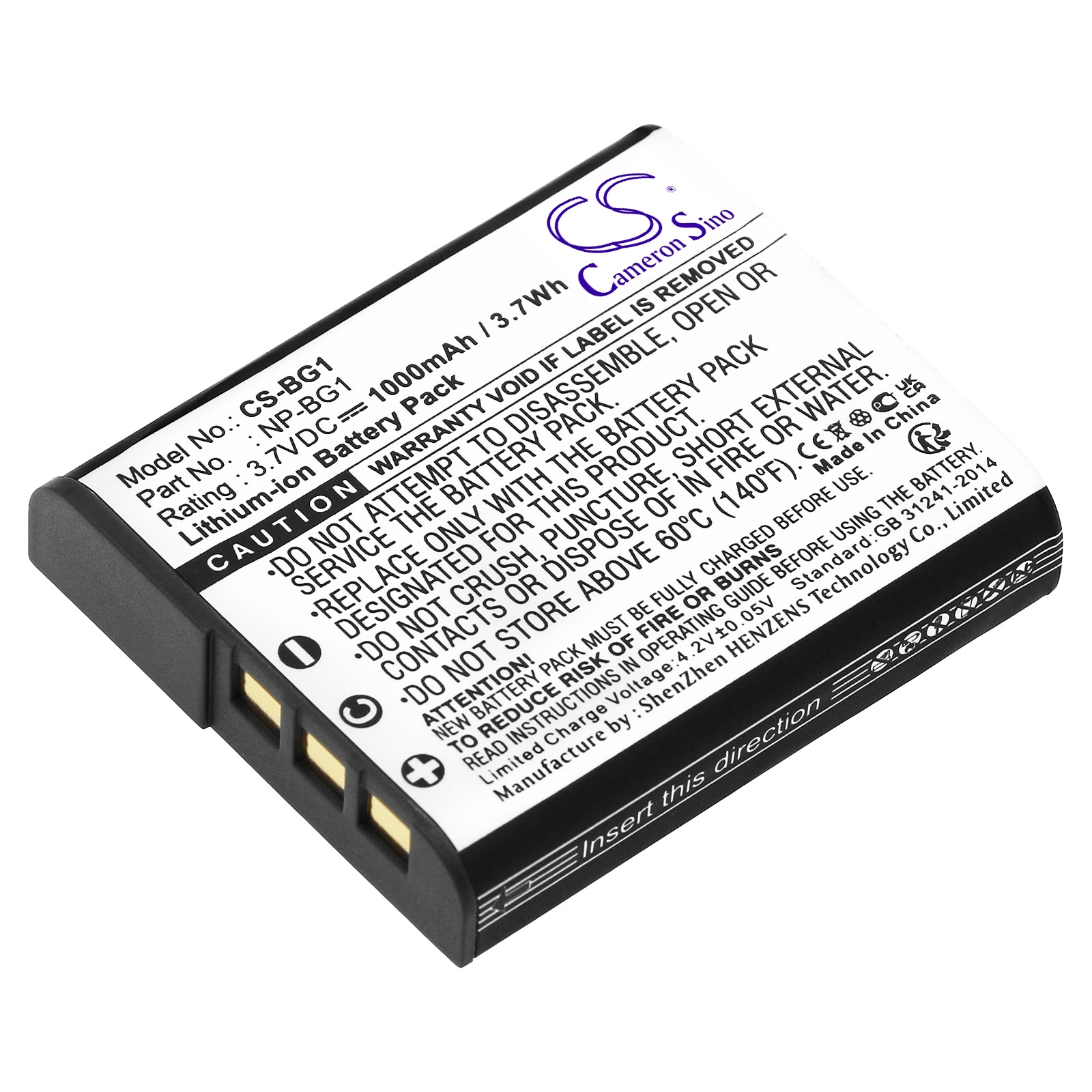 Kamerabatteri til Sony Cyber-shot / erstatter NP-BG1 og NP-FG1 / 3,7 V Li-ion-batteri 1000 mAh