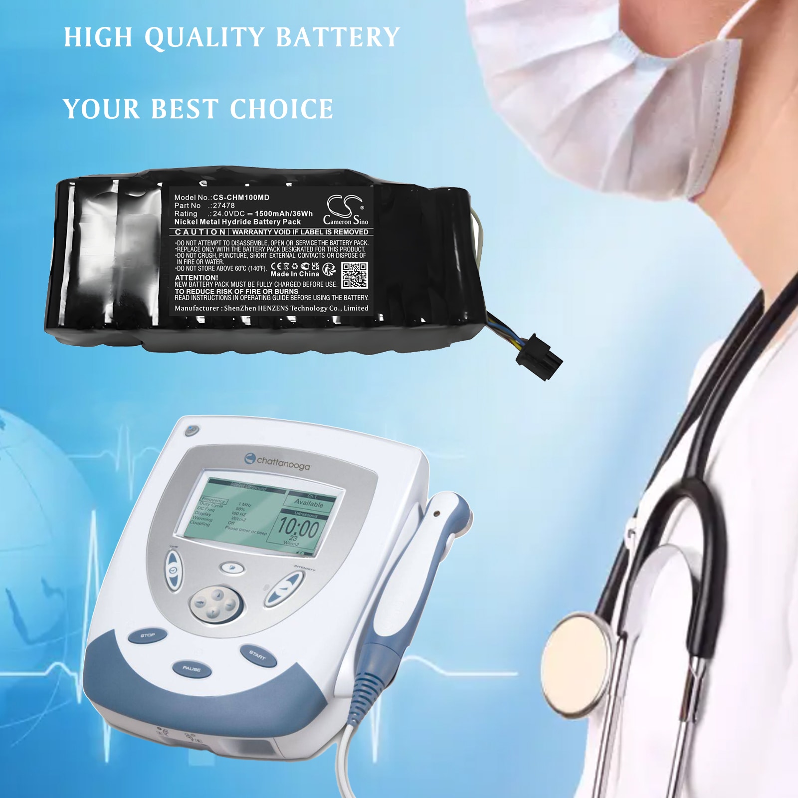 Batteri til medicinsk udstyr fra Chattanooga, Intellect Mobile 1 Range m.fl.