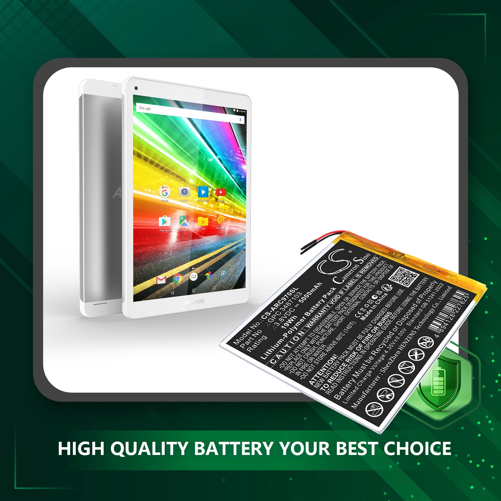 Batteri til Archos AC97CPL-tablet, 97C Platinum