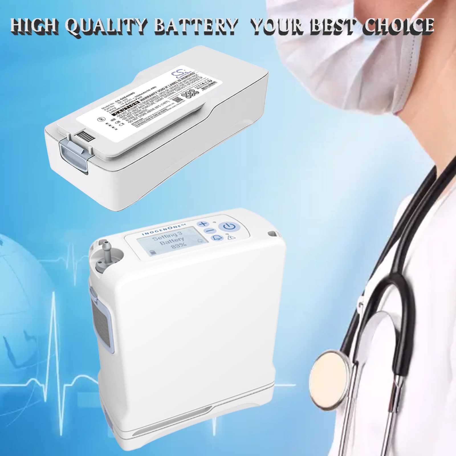 Batteri til Inogen G4 OxyGo og One G4 medicinsk udstyr