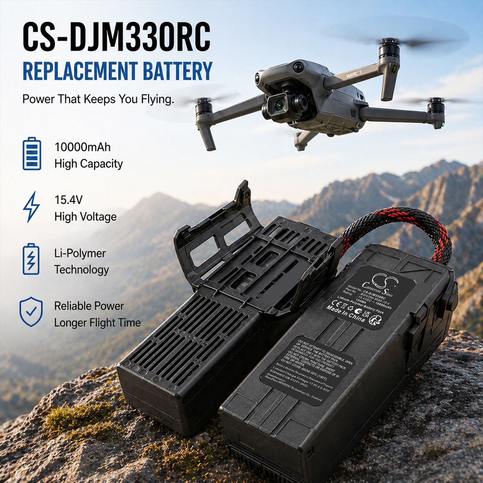 Batteri til DJI-droner: DJI Mavic 3, DJI Mavic 3 Cine, DJI Mavic 3 Classic m.fl.