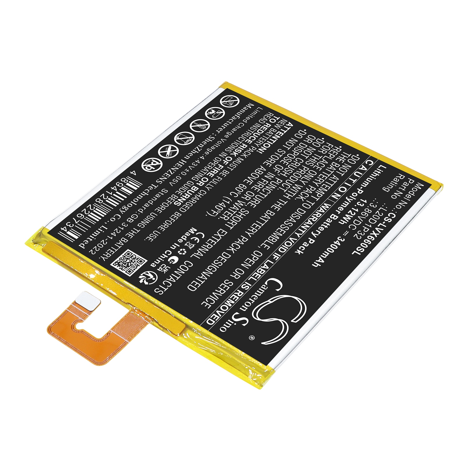 Batteri til Lenovo-tablet: TB-X6C6F, TB-X6C6X, Tab K10