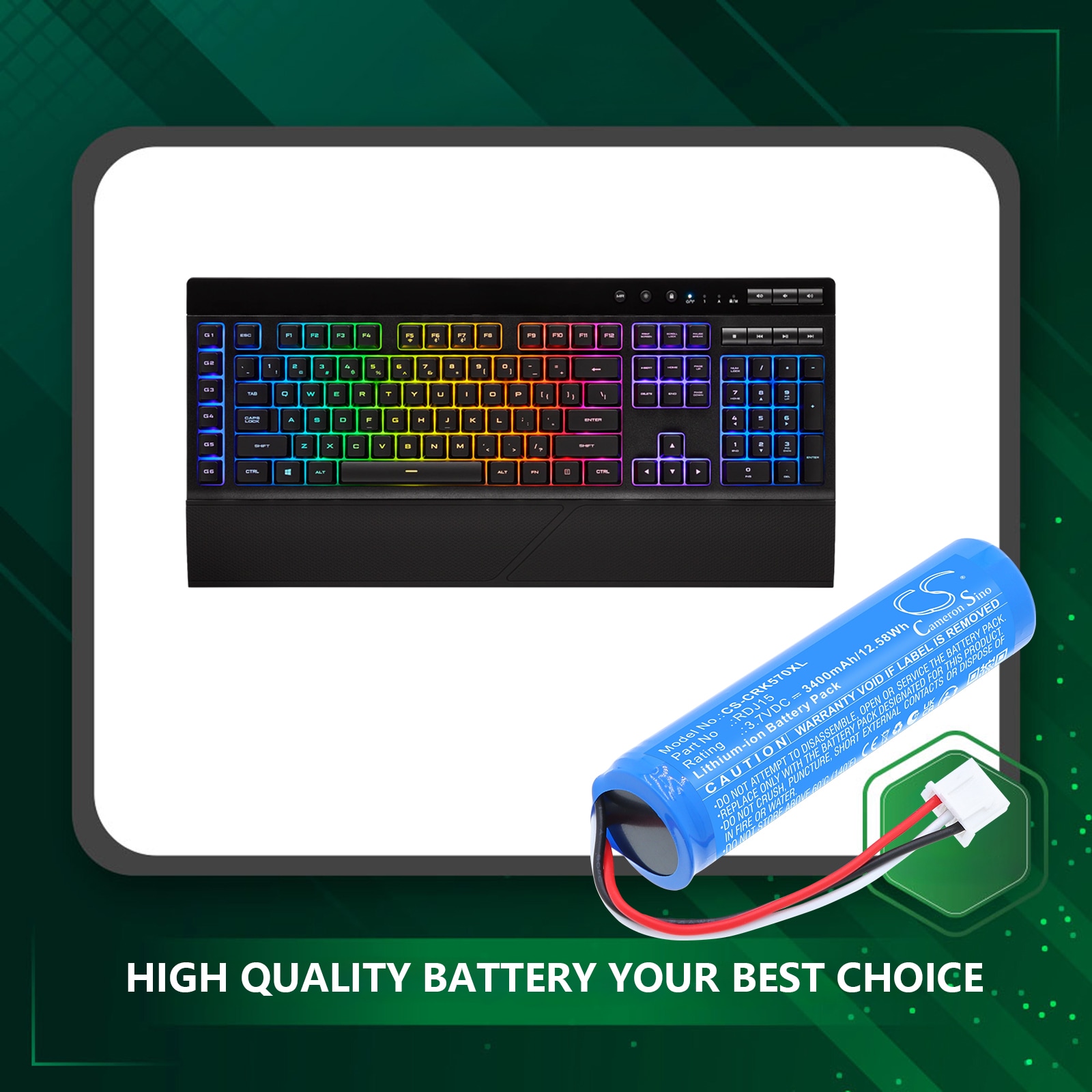 Batteri til tastatur og mus til Corsair K57 RGB Wireless Gaming Keyboard, K57