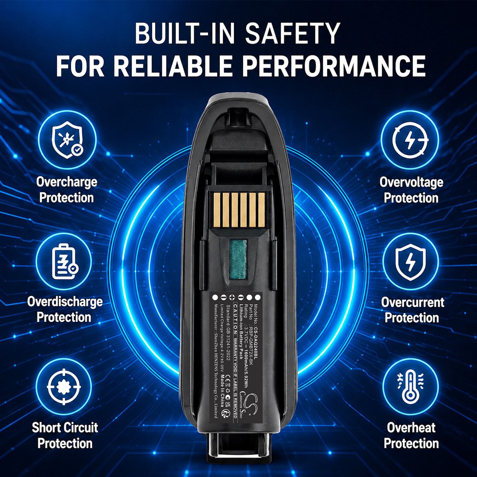Batteri til stregkodescanner til Datalogic QBT2131, QBT2400, QBT2430 m.fl.