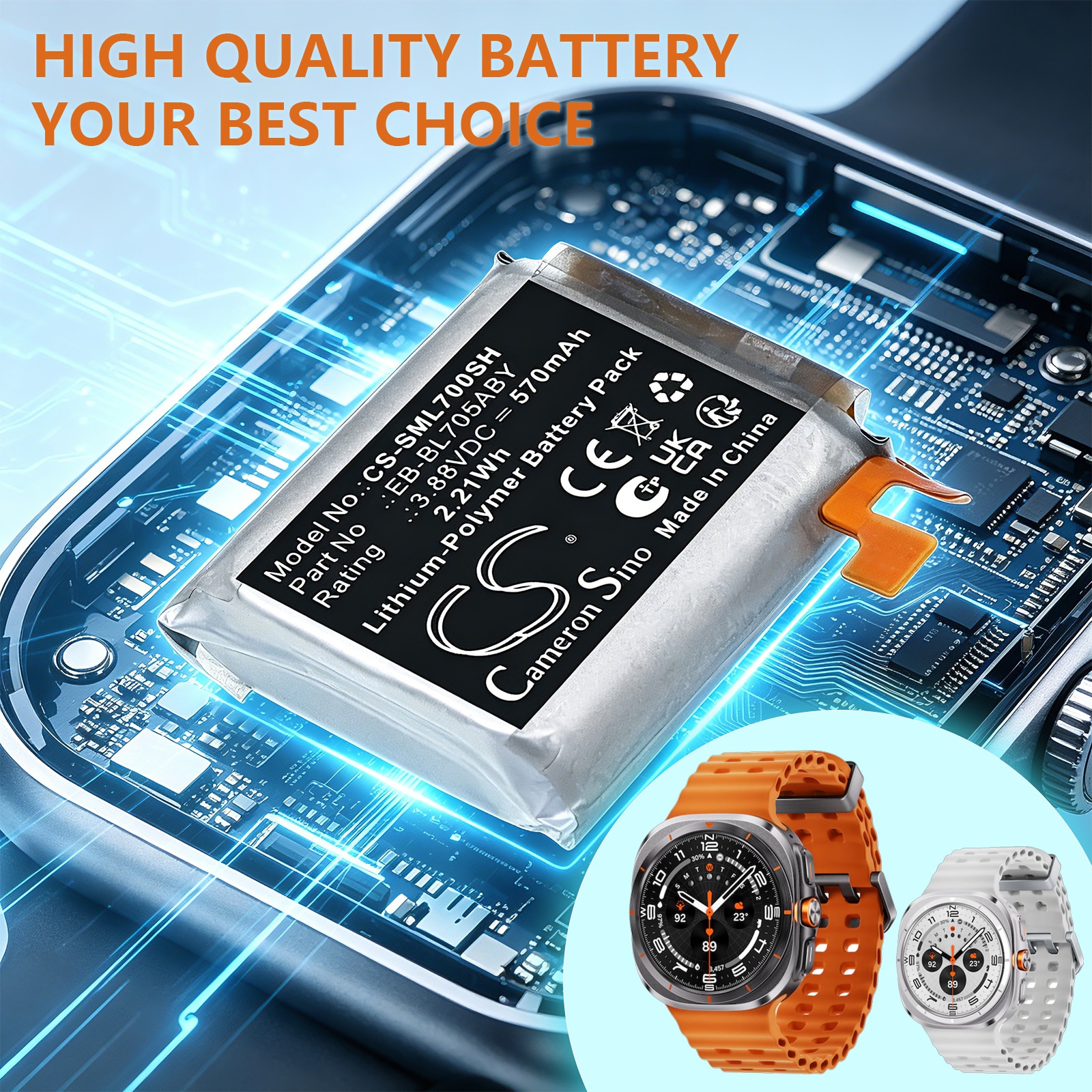 Batteri til Smartur til Samsung Galaxy Watch 7 Ultra 47 mm, SM-L705F m.fl.