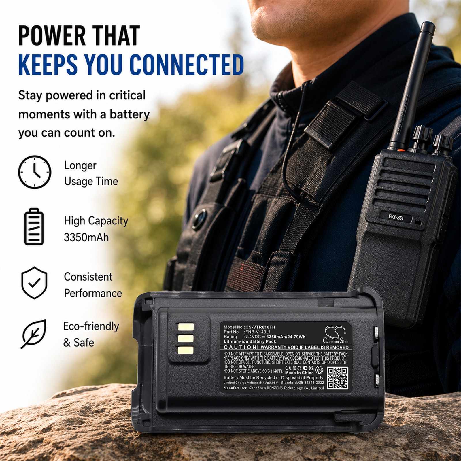 Batteri til tovejsradio til Vertex Standard EVX-Z61, EVX-Z69